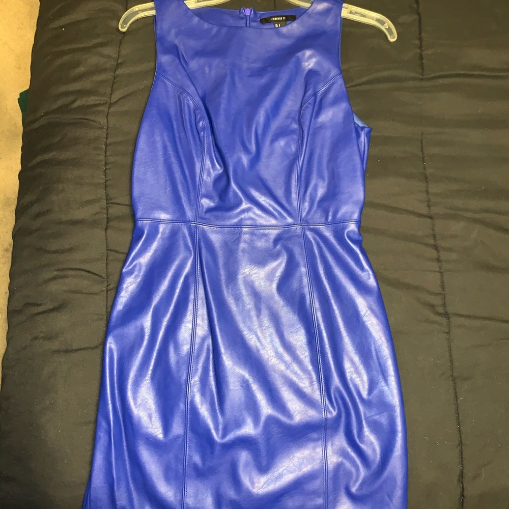 Faux leather mini dres